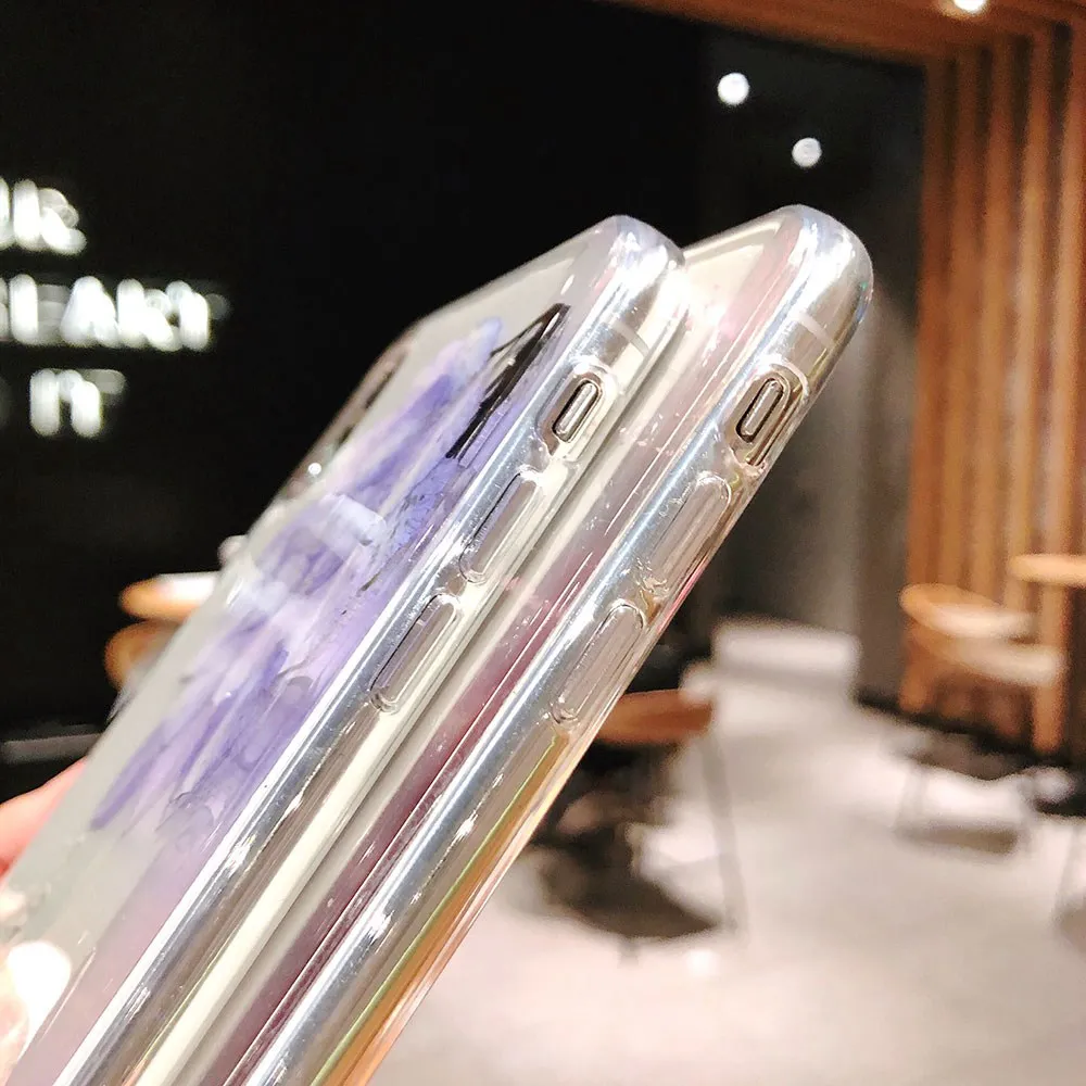 KISCASE Мягкий ТПУ чехол для iPhone 6 S Plus XS MAX X 7 8 5s настоящий цветок высушенный ручной