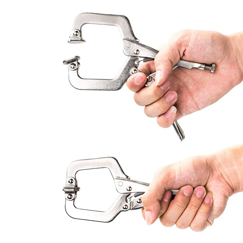 Фиксация плоскогубцев Пинцет Tong Tenon Locator C зажимным зажимом тиски фиксатор челюсти легированная сталь ручной инструмент сварной зажим по дереву поворотный коврик для работы по дереву