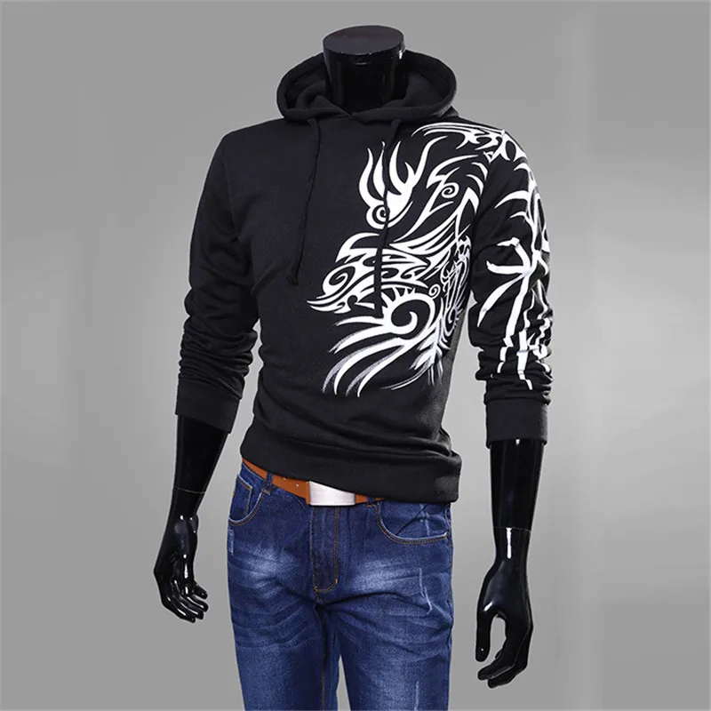 Новое поступление Мода китайский дракон Повседневное с длинным рукавом