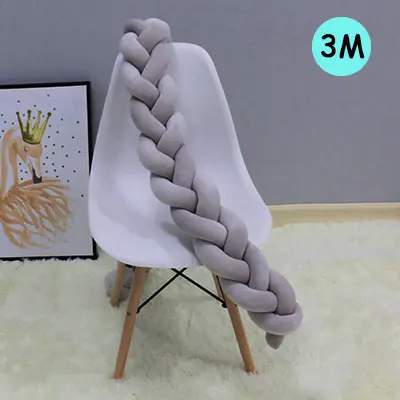 Grey-3M Новинка! 1 м/2 м/3 м кровать для новорожденных бампер длинный Узелок Детская кровать Декор чистый ткачество плюшевый узел кроватка бампер протектор для детской комнаты декор - Цвет: Grey-3M
