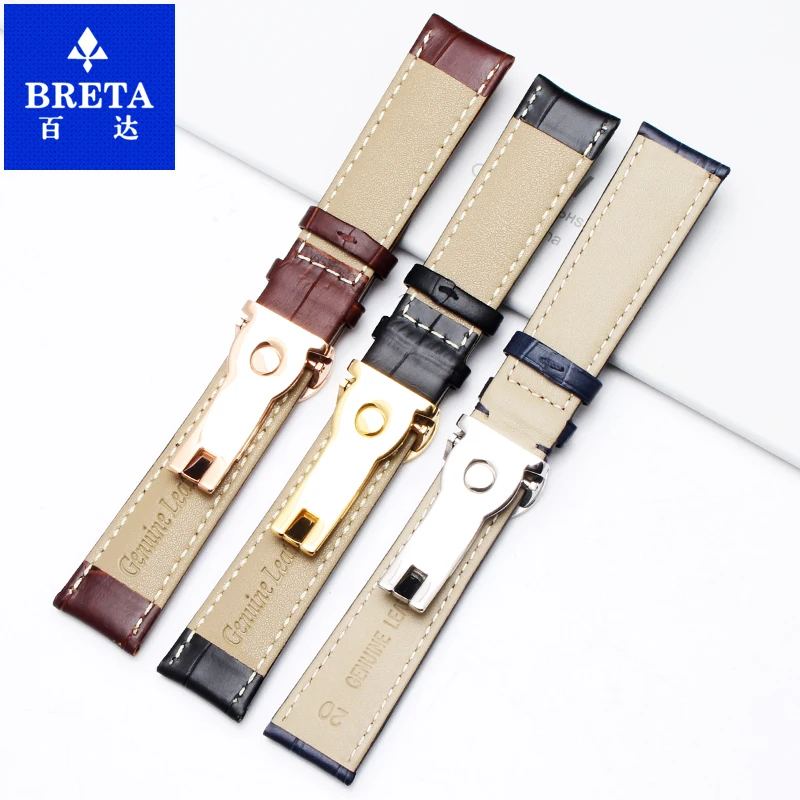 Кожаный ремешок HUXIE подходит для наручных часов patek philpe ремешок из коровьей кожи цепочка для часов розовое золото складывающаяся Кнопка 19 20 22 мм
