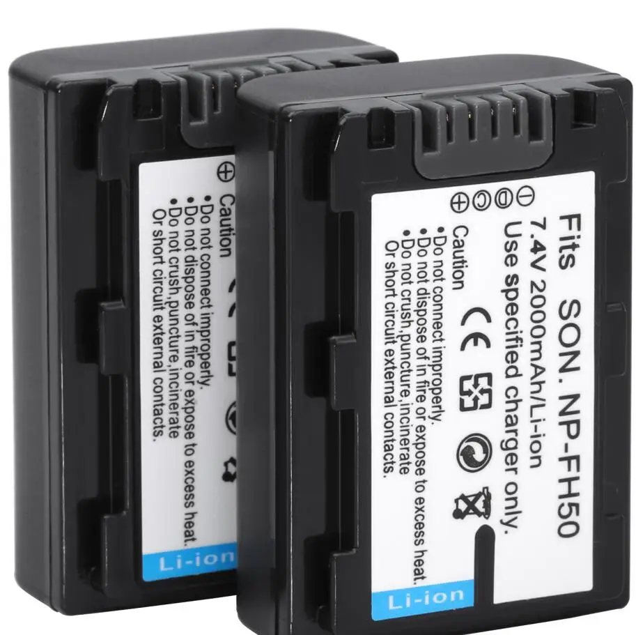 2 battery NP-FH50 Батарея+ Зарядное устройство для sony NP-FH40 DSC-HX1 HX100V DSLR A230 A330 DCR-DVD205 DCR-DVD305 DCR-DVD308 DCR-DVD403 - Цвет: 2 battery