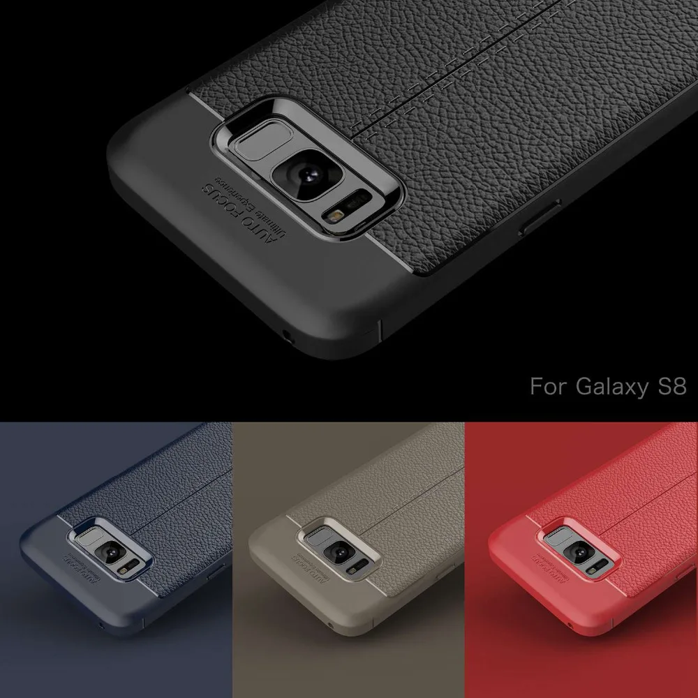 Силиконовый чехол с узором Личи для samsung Galaxy S8 кожа личи матовый мягкий из ТПУ s