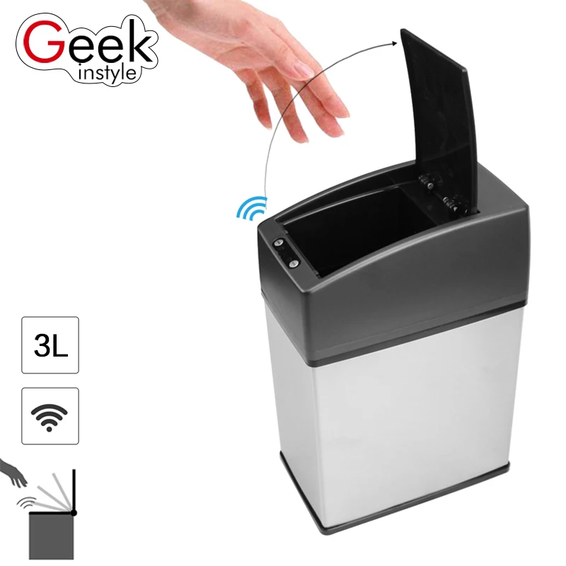 Geekinstyle 3L мини Нержавеющая сталь мусорное ведро с бесконтактные автоматические