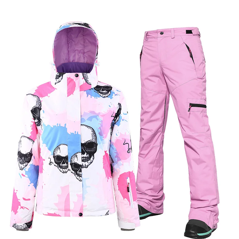 Jacket and purple SEARIPE бренд женский горнолыжный костюм куртка+ брюки каракули Стиль Женский Сноубординг комплект Сноубординг пальто и брюки для женщин - Цвет: Jacket and purple