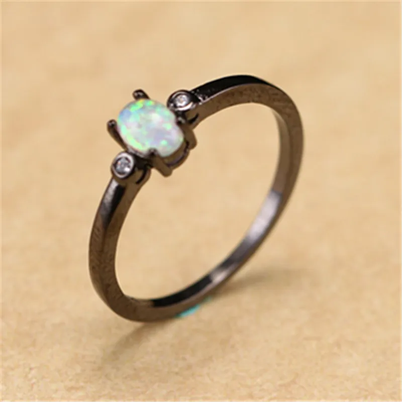 Модные простые круглые женские кольца с опалом романтические трендовые
