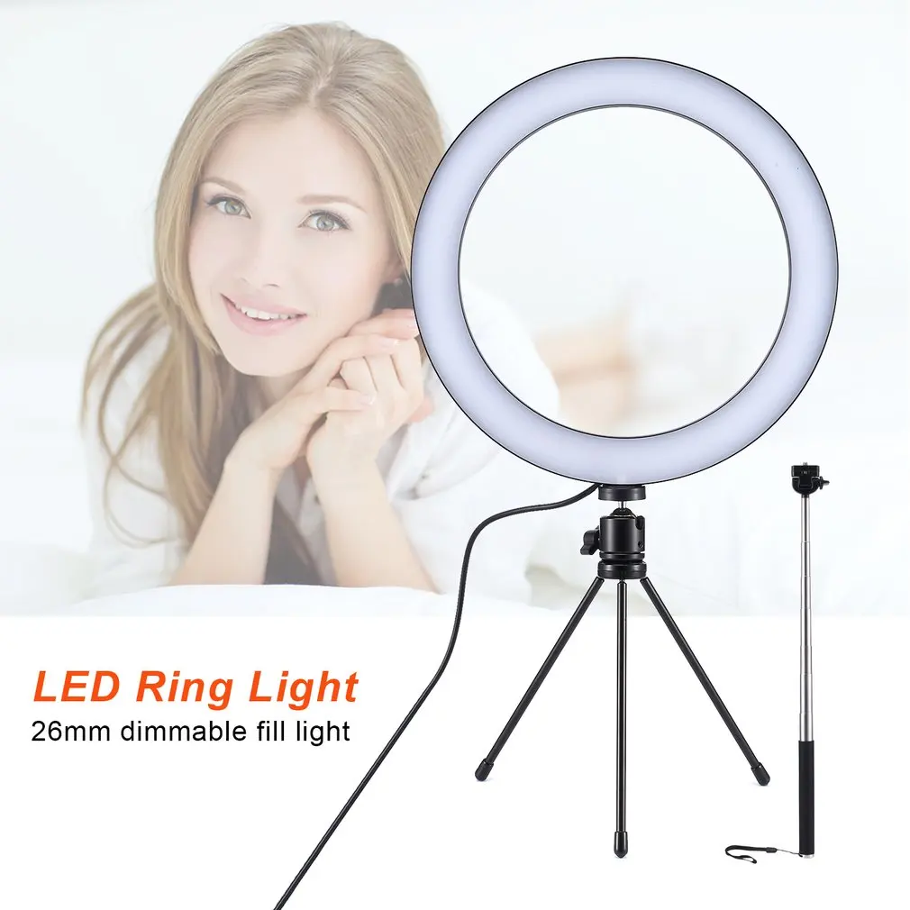 Dimmable светодиодный студийный фотоаппарат кольцо свет фото телефон видео свет круглая лампа с штативами селфи палка кольцо заполняющий свет для Canon