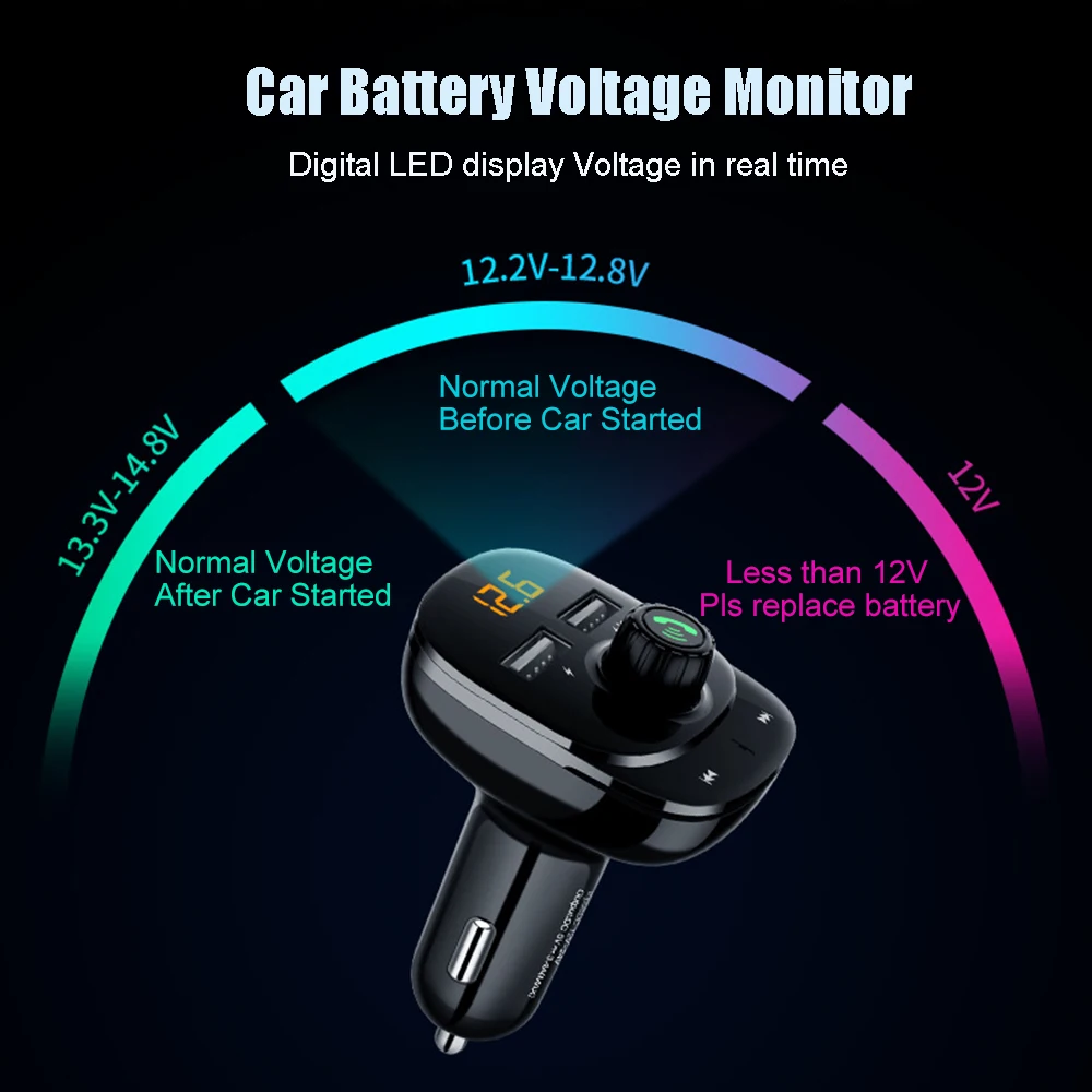 JINSERTA 2019 Bluetooth 5 0 автомобильный комплект MP3 плеер fm передатчик громкой связи 2 USB