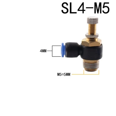 SL4-M5 SL пневматический L Тип регулятор скорости потока 4-12 мм OD шланг трубка 1/" 1/4" 3/" 1/2" BSP Мужской газовый воздушный поток предельный клапан быстрая установка - Цвет: SL4-M5