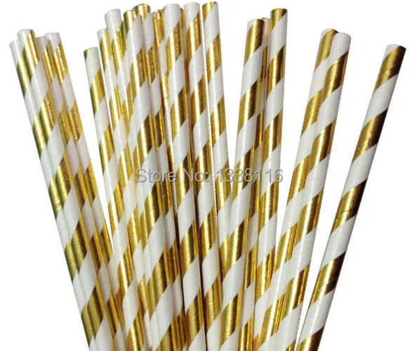 25 шт. Экологичные фольга серебро/золото бумага соломинки для свадебной вечеринки