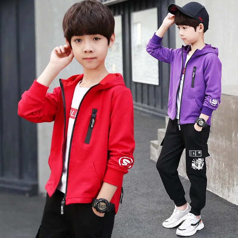 2020 Spring Autumn Teenage Clothes Set 4 5 6 7 8 9 10 11 12 13 14 Years Old Big Boy Sports Suit Hooded Jacket Pants Clothing |