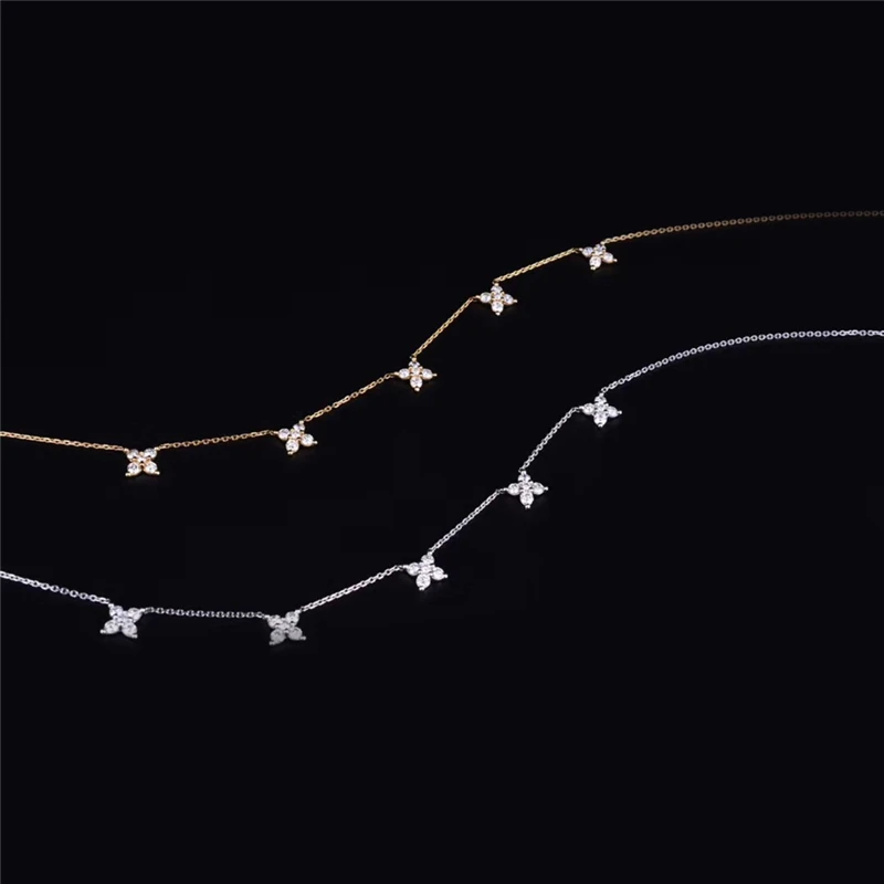 Economici Aazuo Choker Reale 18 K Oro Bianco Reale Diamanti IJ SI Fata Fiore Collana Dotato Per Le Donne Di Fidanzamento Di Cerimonia Nuziale Della Catena Au750