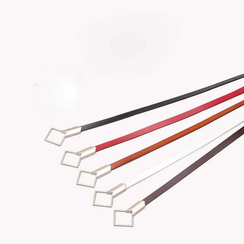 

new women's Korean version of the leather thin belt ladies wild non-porous knotted leather belt