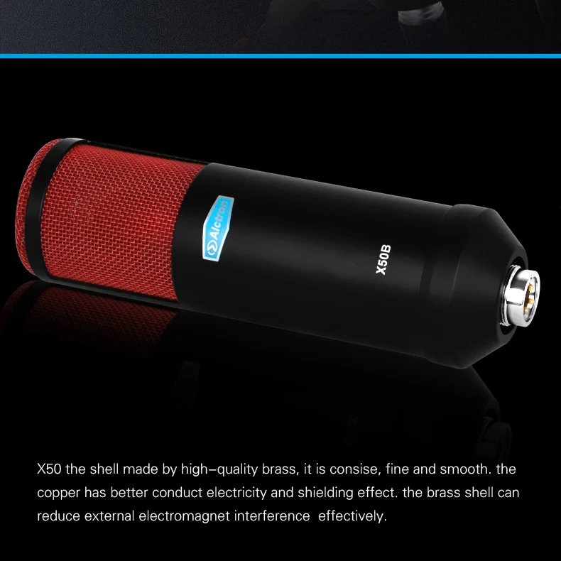 Alctron X50B Профессиональный Большой мембранный конденсаторный микрофон студийная запись вокальный микрофон с микрофоном поп-фильтр амортизатор