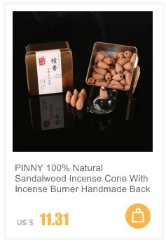 PINNY натуральный сандаловый конус для благовоний с горелкой для благовоний ручной работы обратный поток благовоний дым облако вид здоровое тело