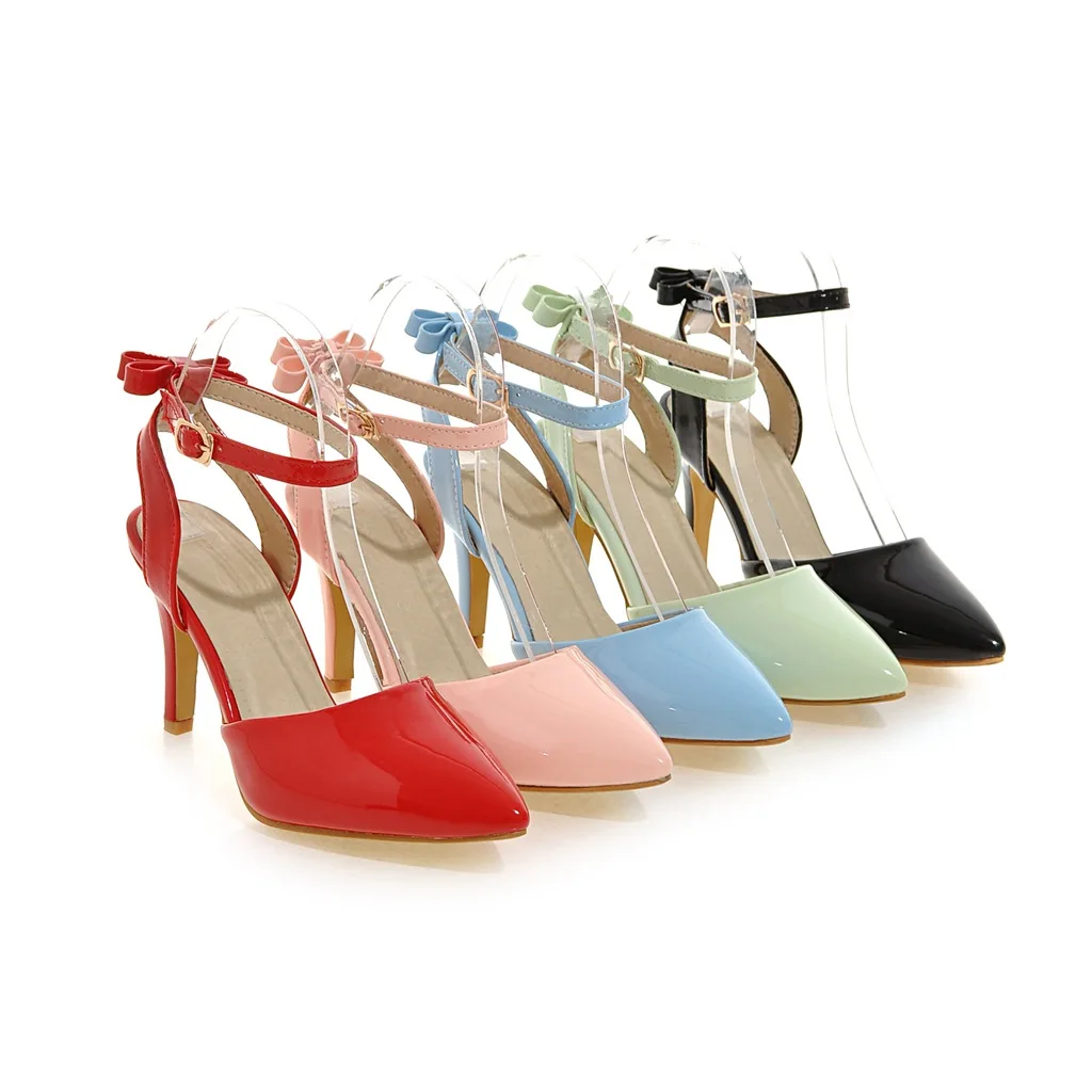 Женские новые летние туфли на высоком каблуке пикантные цвет синий черный