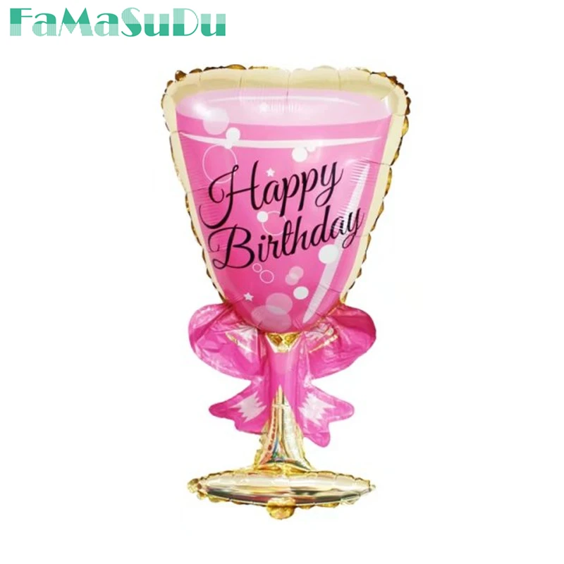День рождения розовый чашки фольгированные шары Надувной бокал вина Globos