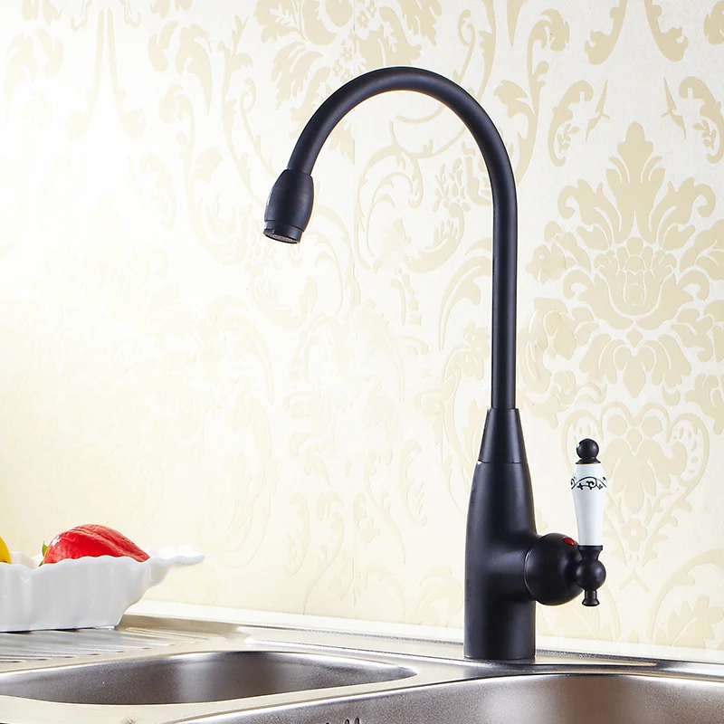

European style copper black patina kitchen sink faucet countertop antique wash basin single hole faucet