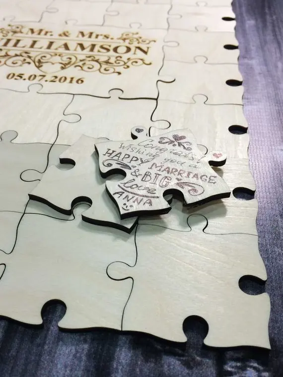 personalize mouse couple wood jigsaw puzzles wedding guest books Alternative signature guestbooks with sign board unique gifts | Дом и сад