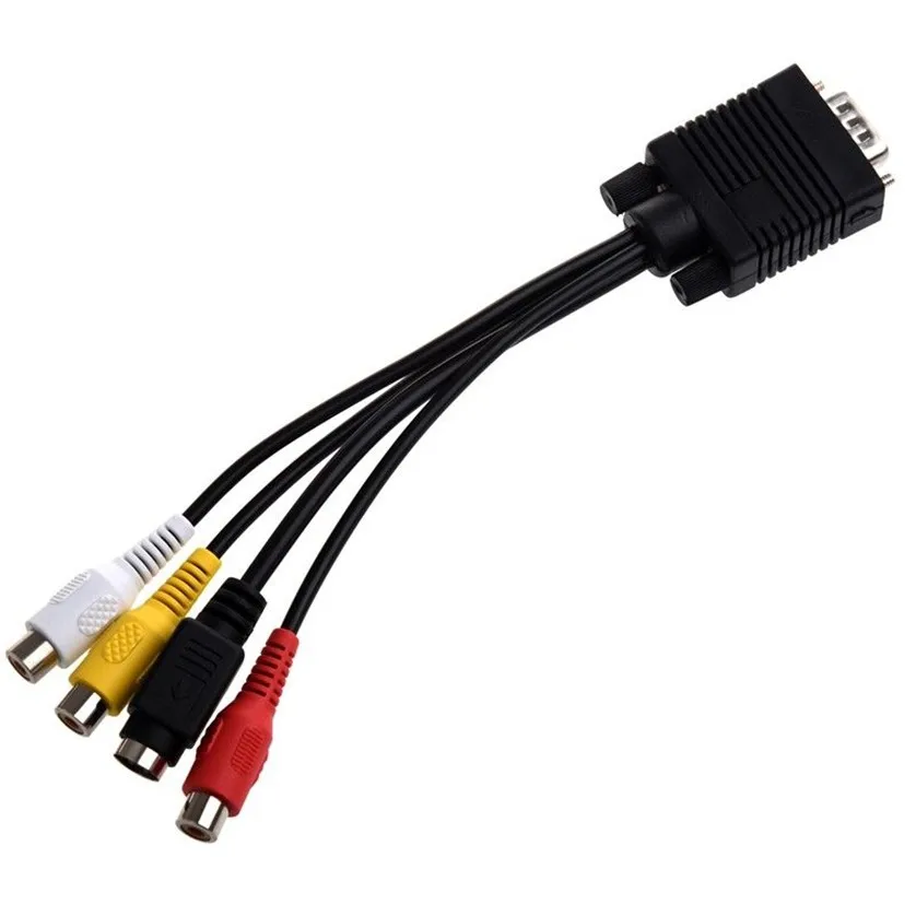100 шт./лот для ПК компьютера ноутбука SVGA VGA в TV S Video RCA AV 3 аудио 3RCA Видео выход
