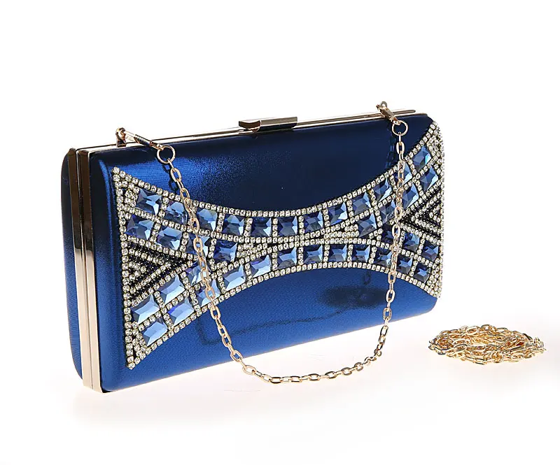 2016 Высококачественная Синяя Женская Свадебная вечерняя сумочка с цирконом клатч