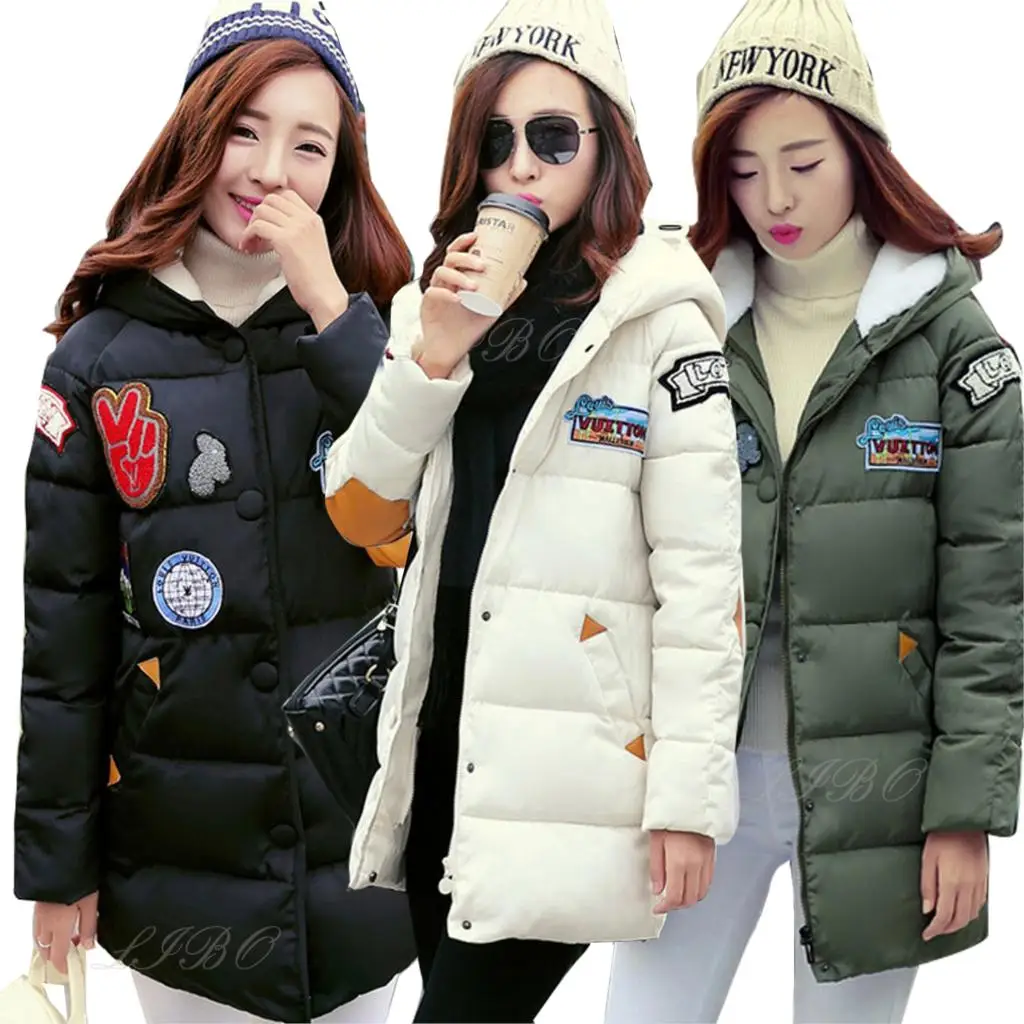 Новая брендовая зимняя женская куртка с хлопковой подкладкой одежда аппликацией
