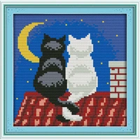 everlasting love the black and the white cats chinese cross stitch kits ecological cotton stamped 11ct diy new year decorations
