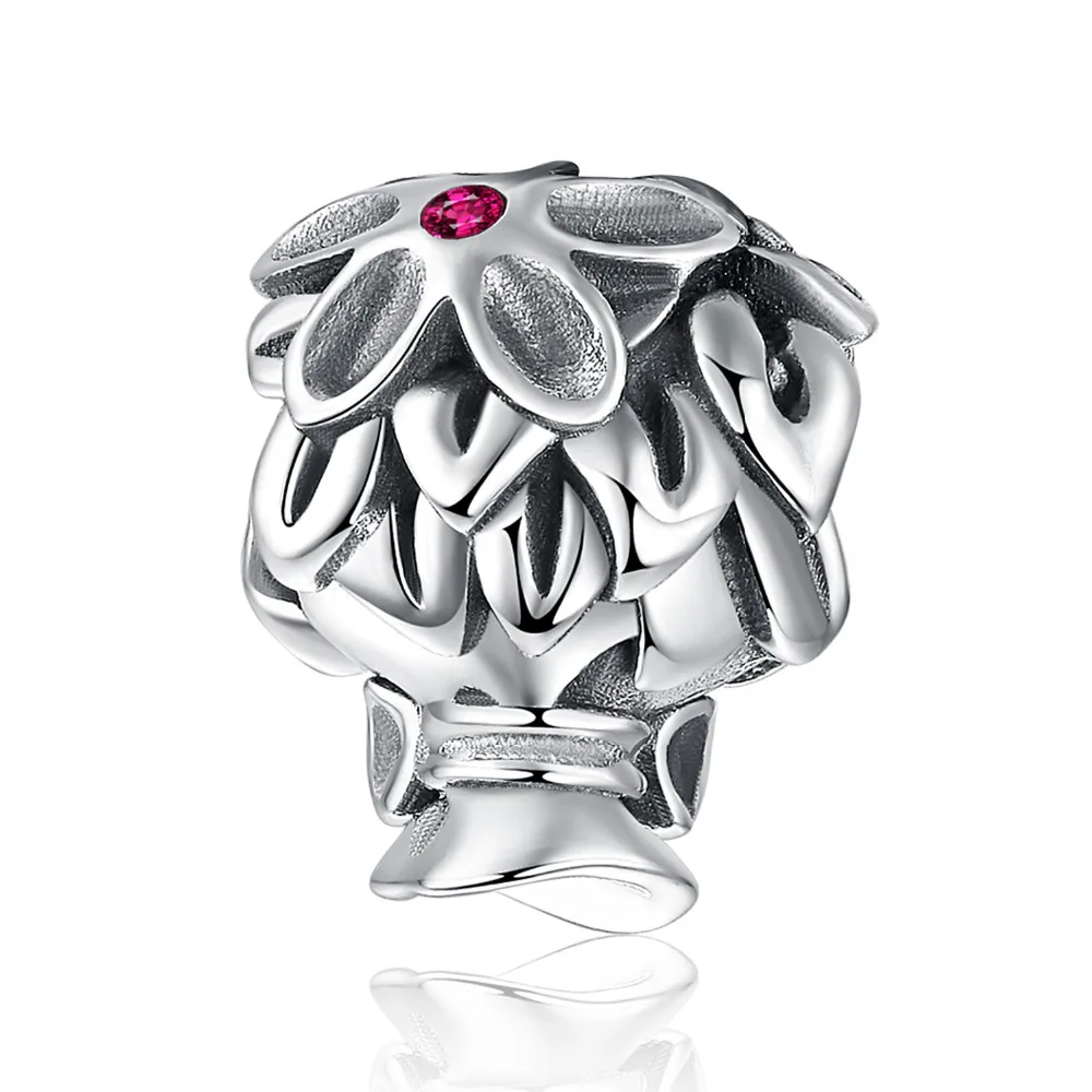 JewelryPalace 925 пробы серебро искусственные Рубины цветок букет подарок Шарм Бусины Fit
