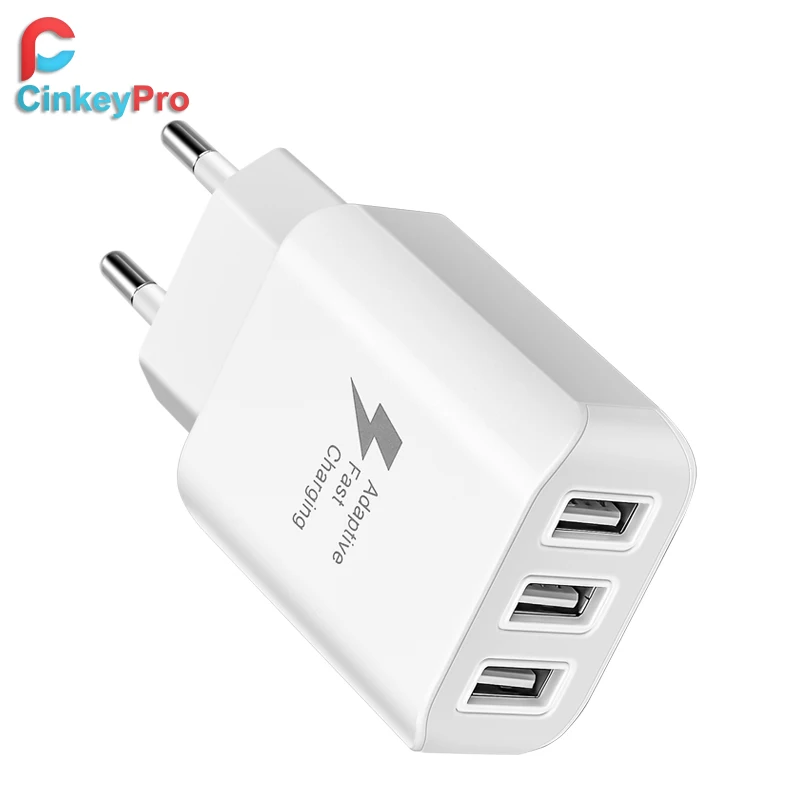 Зарядное устройство CinkeyPro с 3 USB-портами для iPhone X 8 iPad Samsung XiaoMi 5 В/2 4 А быстрая