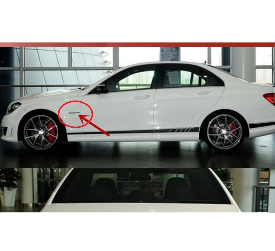 Хром матовый черный глянец номер 6,3 крыло Эмблемы для Mercedes-Benz AMG W207 W211 W212 W203 W204 W205 c63 E63