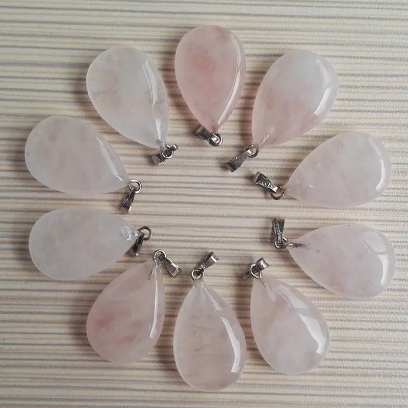Pink crystal Модный смешанный кулон в виде капель из натурального камня для изготовления ювелирных изделий, очаровательные аксессуары, 50 шт./лот - Окраска металла: Pink crystal