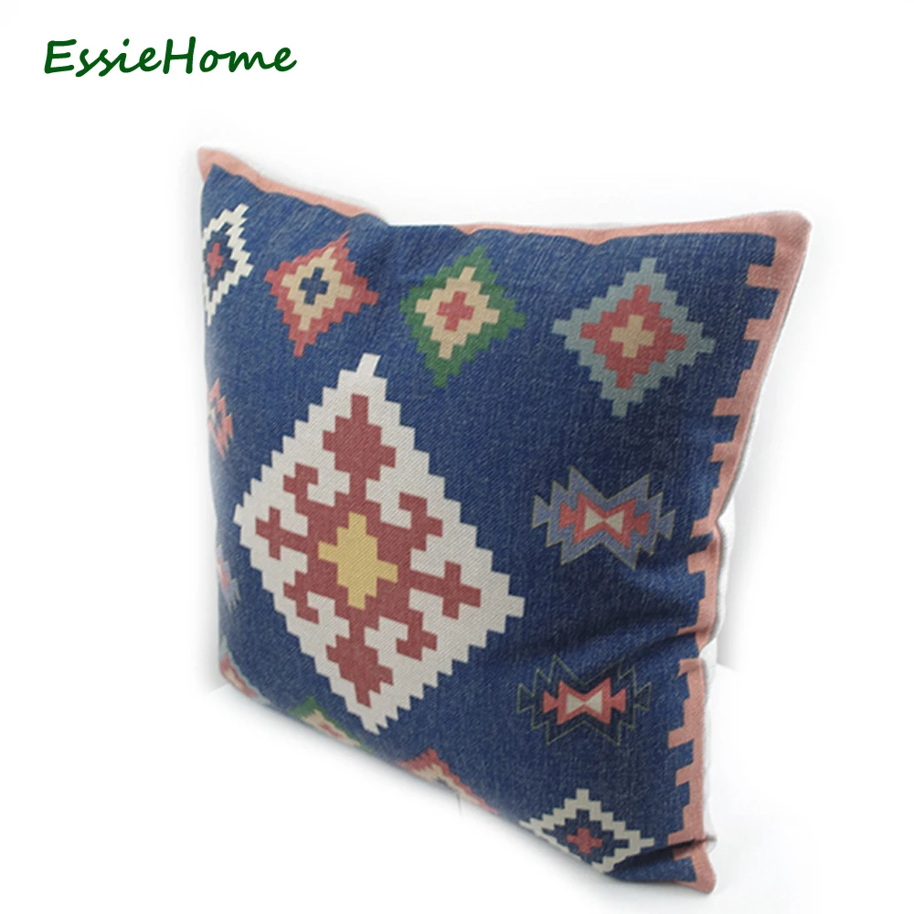 Силиконовая наволочка для подушки ESSIE HOME из хлопка и льна с цифровым принтом в