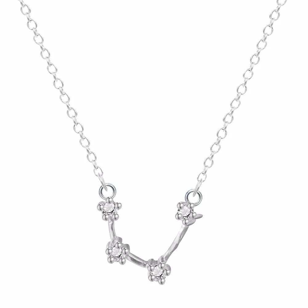 QIAMNI, 925 пробы, серебро, 12 звезд, знаки зодиака, созвездие, гороскоп, астрология, ожерелье с изображением Галактики, подарок на день рождения для женщин и мужчин