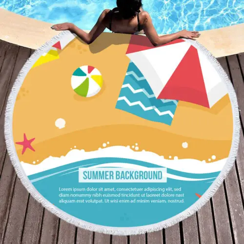 Красивое большое круглое полотенце для пляжа и душа с фруктами гобеленовое