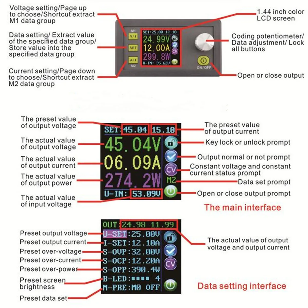 DP30V5A DPS3012 DPS5015 ЖК-вольтметр тестер напряжения тока понижающий программируемый модуль питания Регулятор конвертер