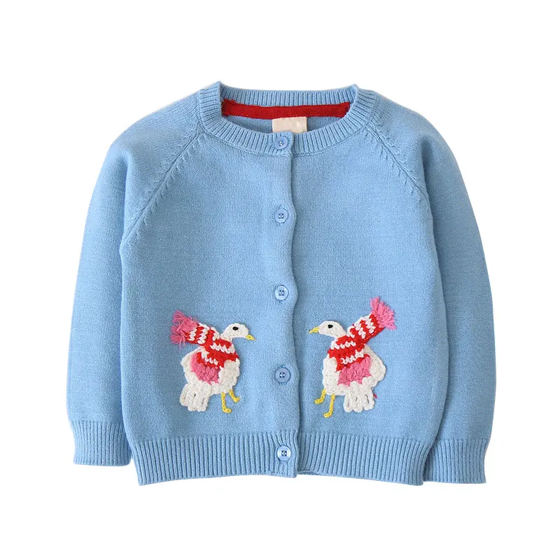 Duck Cardigan Кардиган для маленьких девочек, милый розовый Рождественский вязаный свитер для девочек, Свитера г. Осень-зима, детские комбинезоны, детская одежда - Цвет: Duck Cardigan