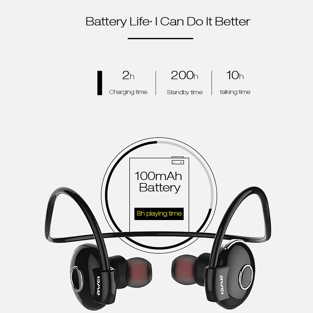 Awei Blutooth спортивные наушники Bluetooth для вашего телефона гарнитура беспроводные