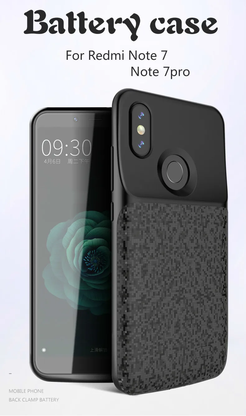 4700 mAh назад клип батарея зарядное устройство для телефона Redmi Note 7pro питания