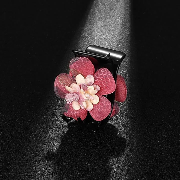 Pink Весна лето цветок заколки для волос коготь ткань бусины заколки-пряжки для волос головные уборы для женщин украшения для волос аксессуары для волос HC029 - Цвет: Pink