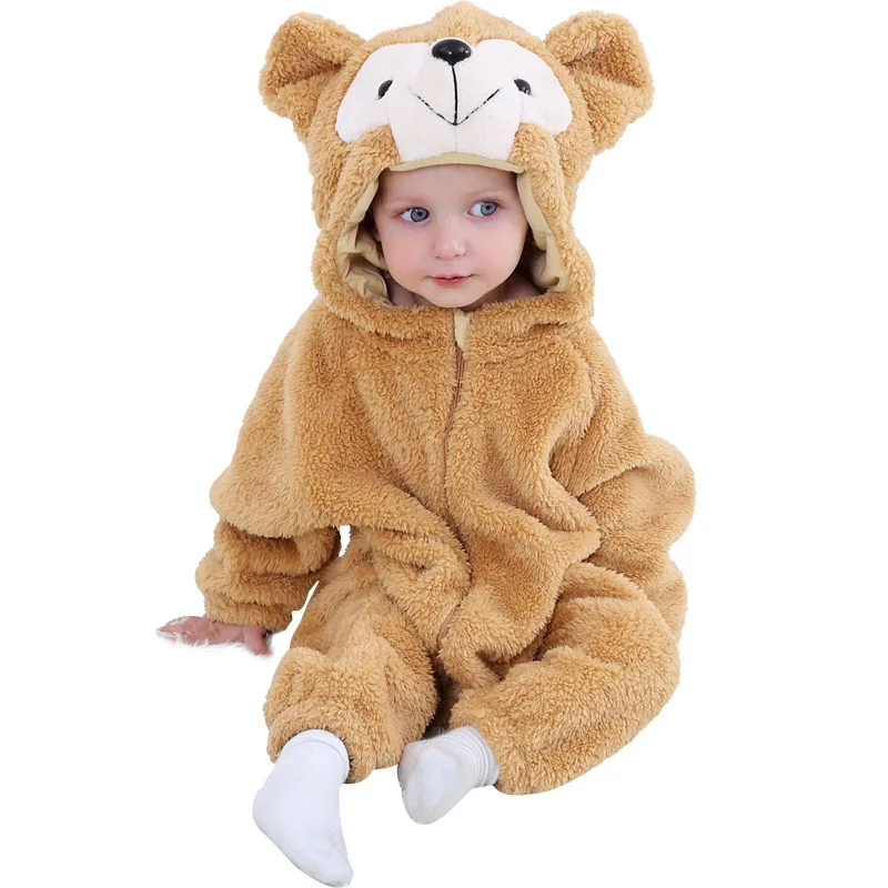 Bear Детские комбинезоны с животными; модельный костюм для новорожденных; комбинезон для прогулок; Зимняя серия с медведем для мальчиков и девочек; Цельные Ползунки; костюмы; одежда - Цвет: Bear