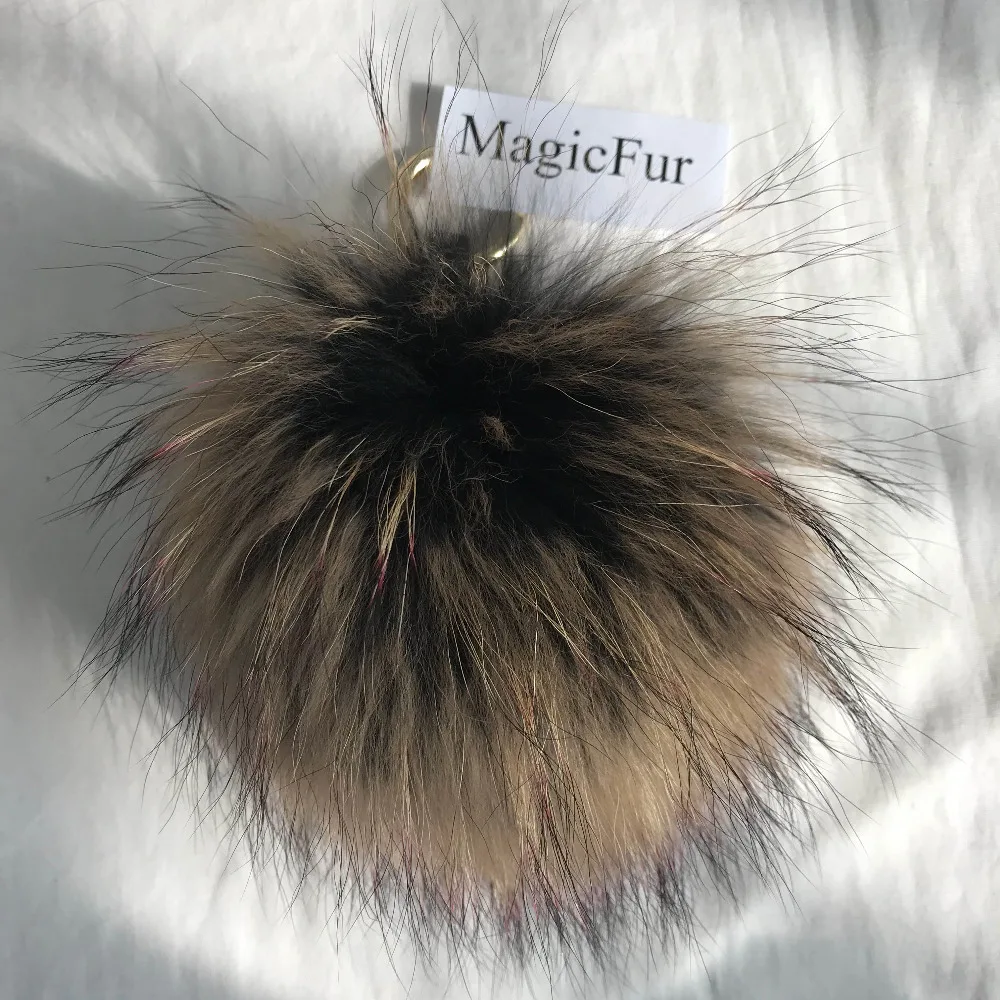 Magicfur 15 см мяч из натурального меха енота помпон пушистый с отделкой мехом сумка
