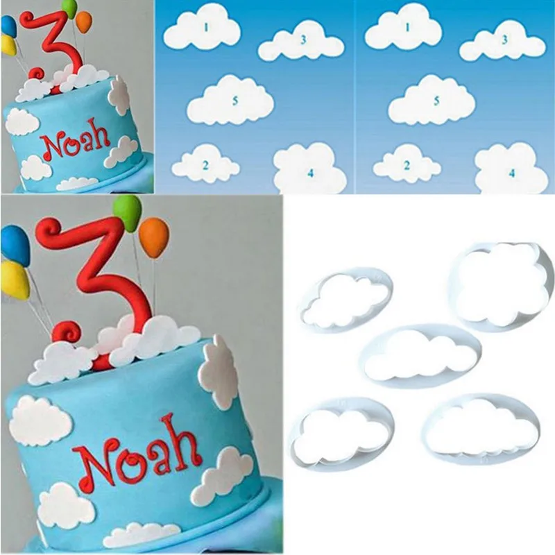 5 pcs Fondant cutter cloud plastic cake/cookie/buscuit fondant mold cake decorating tools sugarcraft | Дом и сад