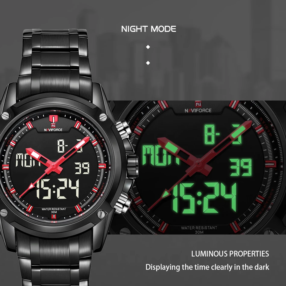 NAVIFORCE Роскошные Брендовые мужские спортивные армейские военные часы Мужские кварцевые аналоговые светодиодный часы мужские водонепроницаемые часы relogio masculino