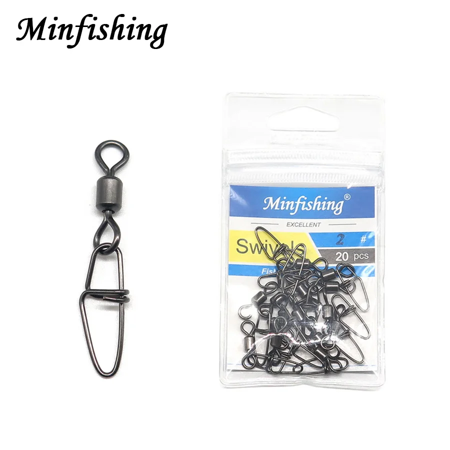 20 шт. Minfishing фирменные Вертлюги Из Нержавеющей Стали рыболовные Оснастки