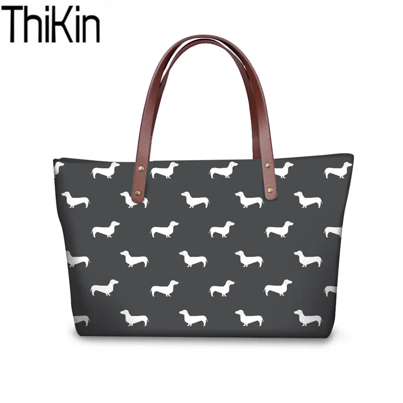 YQ2488AL THIKIN сумки женские Doxie Dachshund печать модная сумка на плечо женская большая сумка с ручкой сверху для женщин ручная сумка - Цвет: YQ2488AL