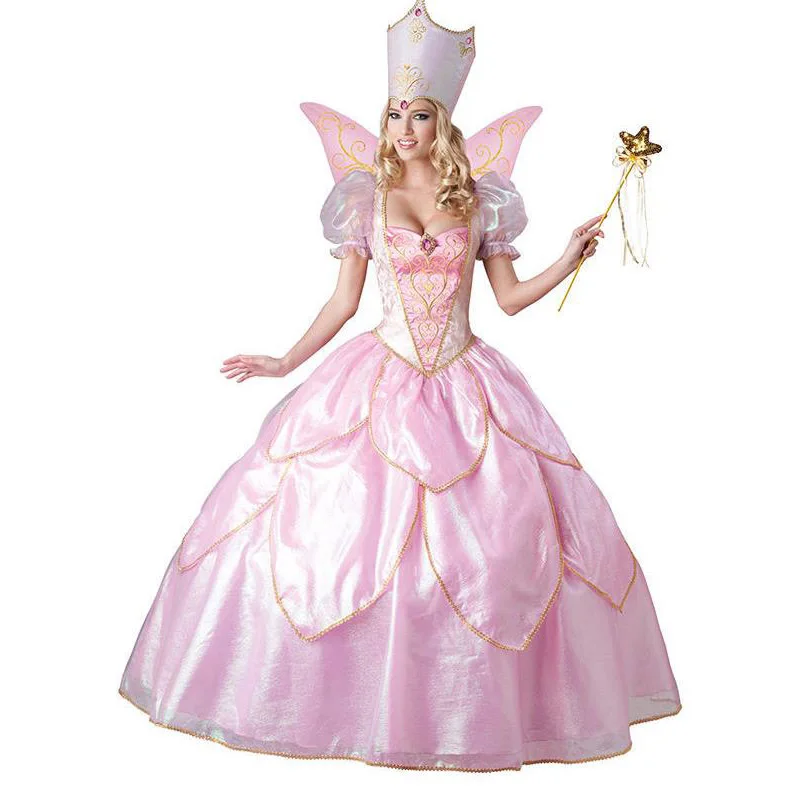 Hot Sexy Elegant Deluxe Fairy Godmother Costume Adult Glinda Wizard of Oz Halloween Fancy Dress