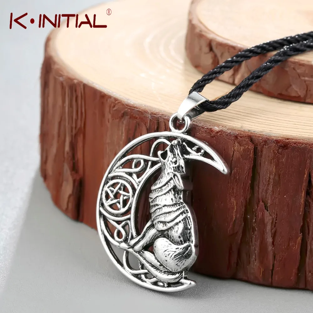 

Kinitial Animal Wolf Celtic Moon Viking Dog Necklace & Pendant Valknut Odin 's Symbol of Norse Viking Warriors Men's Necklaces