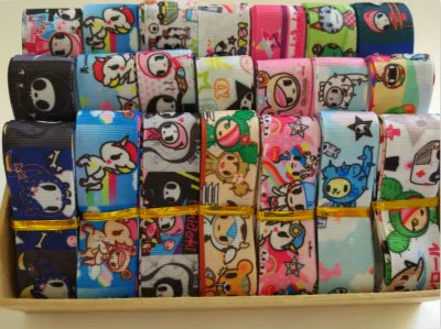 Случайный набор 7/" 22 мм мультфильм tokidoki шаблон напечатанный корсажная лента, 10 лет/лот(1Y/стиль) GRTQDQ010 - Цвет: tokidoki