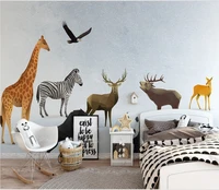 free shipping nordic minimalist cartoon geometric animal fun childrens house background wall custom 3d living room mural