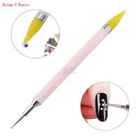 1 pc 2 way wax nail dotting pen pick up rhinestone paint speck or flower decoration pencil self adhesive dot head tips manicure